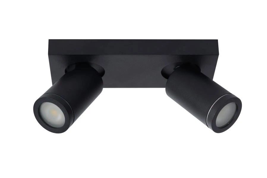 Lucide TAYLOR - Foco de techo Baño - LED Dim to warm - GU10 - 2x5W 2200K/3000K - IP44 - Negro - apagado